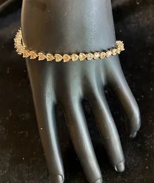 Pink Stone Heart tennis bracelet 7.5” thumbnail 1