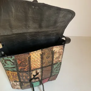 Mexican Genuine Leather Crossbody Bag Handmade Patchwork Boho Artisan Satchel thumbnail 6