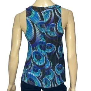 Anthropologie One September Women’s Size M Turquoise Peacock Print Tank Top thumbnail 4