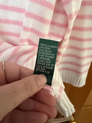 Lauren Ralph Lauren Pink White Striped Cotton 3/4 Sleeve Preppy Sweater Size L thumbnail 6