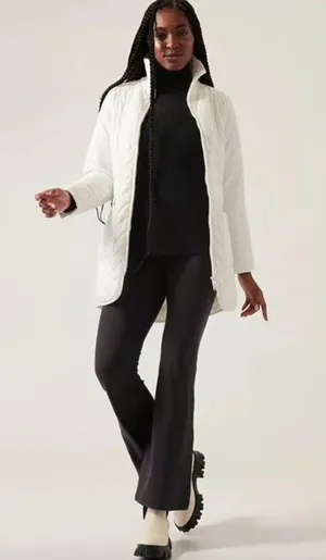 Athleta Mendocino Puffer Coat Quilted White Light Quilted Belted Size 2X NWT thumbnail 6