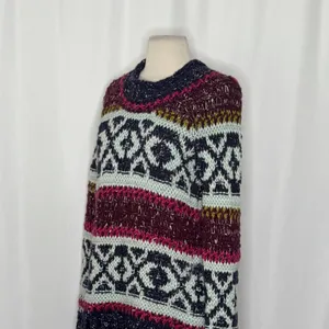 FREE PEOPLE Silver Reed Chunky Knit Fairisle Fair Isle Sweater Wool Linen Small thumbnail 8