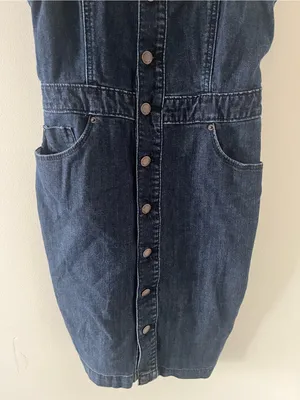 Universal Thread 100% Cotton Denim Mini Dress 8 Button Front Western Cowgirl thumbnail 3