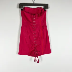 Michael Costello x Revolve Michail Satin Strapless Bustier Mini Dress Hot Pink thumbnail 4