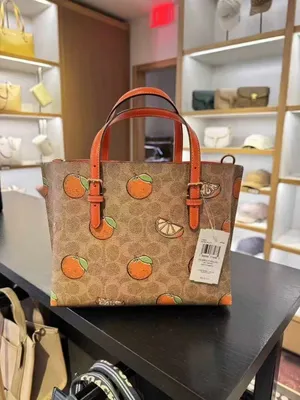 Coach Mollie Tote Bag 25 In Signature Canvas With Orange Print CBB55 thumbnail 8