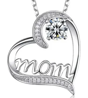 New silver toned Mom heart‎ necklace thumbnail 1