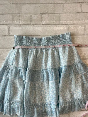 Altar'd State Light Blue Floral Ruffle Mini Skirt Rush size medium thumbnail 4