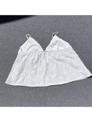 Forever 21 White Embroidered Double Strap Flowy Cami Top Size S thumbnail 2