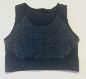 Zella‎ Sports Bra Women Small Black Marled Chevron Seamless Activewear Top thumbnail 1