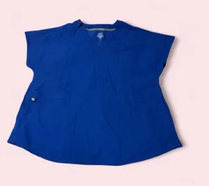 Blue Women's V-Neck Scrub Top - climate right by Cuddl duds thumbnail 1