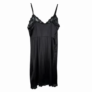 Y2K Women's Black Lace Satin Slip Dress XS-S Coquette Boudoir Nightgown Romantic thumbnail 3