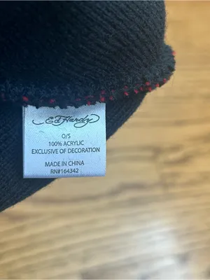 ED HARDY UNISEX Graphic Red Logo And Tiger Knit Pom Pom Beanie NWOT Size OS thumbnail 8
