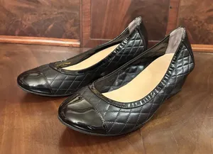 Cole Haan NikeAir Quilted‎ Leather Wedge Flats Black Womens 8 Comfort thumbnail 1