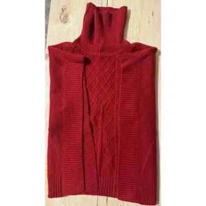 LOFT Womens Red Diamond Cable Knit Turtleneck‎ Poncho Sweater Size M/L thumbnail 2