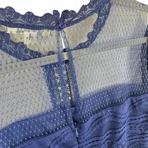 Francesca's Navy Blue‎ Lace Mesh Sheer Yoke Mini Dress NWT Size Large thumbnail 8
