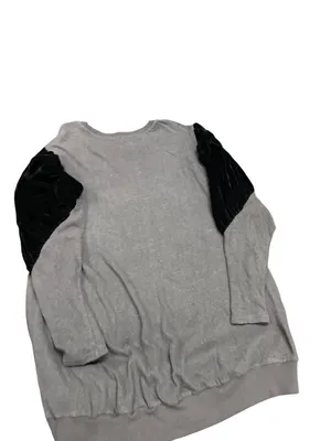 Free People wms gray black embroided art bell sleeves sweater top Sz L SKU 10779 thumbnail 11