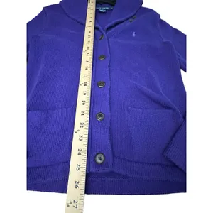 VINTAGE Ralph Lauren Shawl Collar Button Cardigan Sweater‎ Medium Purple #M13-3 thumbnail 7