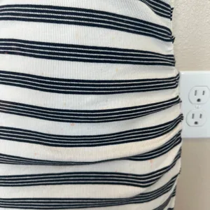 Ganni Blue White Striped T-Shirt Dress SMALL Ruched Knit Designer $325 Flaw thumbnail 13