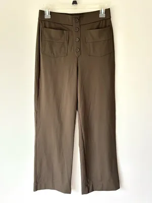 Halara Day Stretch High Waisted Wide Leg Pants Olive Green Athleisure Comfort thumbnail 3