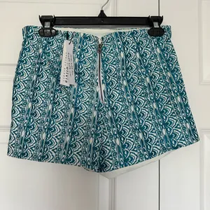 Alice + Olivia Sherri Embroidered Stretch Cotton Shorts White/Ocean Blue NWT 4 thumbnail 6