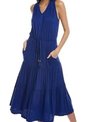 Tommy Bahama Slub Knit Blue Sapphire Maxi Dress Women’s Size Medium thumbnail 1