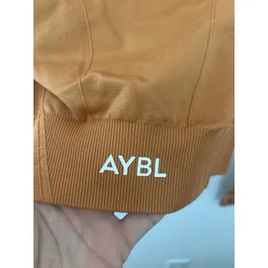 AYBL Womens Seamless Long Sleeve Crop Top‎ Burnt Orange Small Thumbholes Workout thumbnail 4