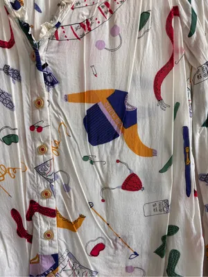 Maeve by Anthropologie Novelty Print Ruffle Blouse Size 4 thumbnail 2