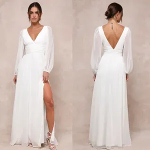NWT Lulus Enchant My Love White Long Sleeve Maxi Dress Bridal Bide Wedding Sz S thumbnail 2