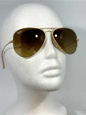Ray-Ban RB3025 Aviator Large Metal Unisex Matte Gold Sunglasses Brown Gradient thumbnail 1