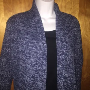 Heathered Blue Derek Heart Open Front Cardigan Size Medium thumbnail 5