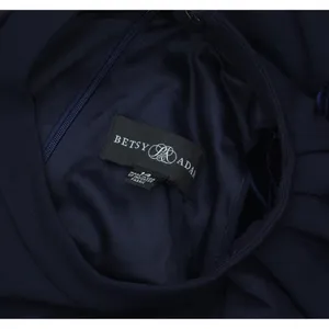 Betsy & Adam Womens Ruffled Halter Velvet-Trim Sheath Dress A26692 Navy Blue 14 thumbnail 3