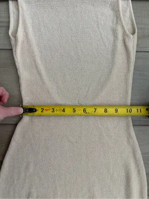 Meshki Maxine Sheer Knit Sleeveless Low Back Fitted Maxi Dress Tan Wheat XS thumbnail 11