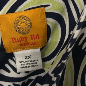 Ruby Rd. Navy and Lime Geometric Maxi Dress Blue Size 2X thumbnail 6