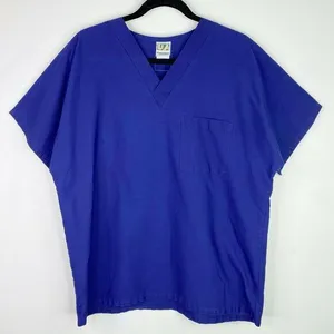UA Scrubs Uniform Advantage Solid Blue Scrub Top Shirt Size Medium M thumbnail 1