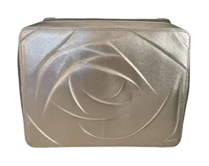 Lancome Cosmetic Makeup bag train case EUC Gold thumbnail 1