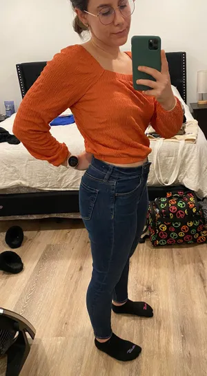 Iz Byer Cropped Orange Blouse thumbnail 3