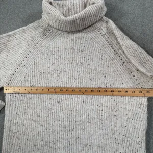 Blu Pepper Tunic Sweater Dress Women's Large Turtleneck Chunky Cream Knit thumbnail 4