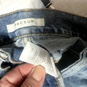 Pacsun Women's Blue Jeans size 24 Ultra High Rise Slim patchwork crop raw‎ hem thumbnail 9