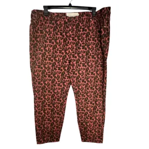 Soft Surroundings‎ Metro Denim Leopard Print Pants Red Black 22W 5DU24 Stretch thumbnail 2