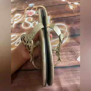Tory Burch Gold Miller Sandals with Signature Medallion thumbnail 8