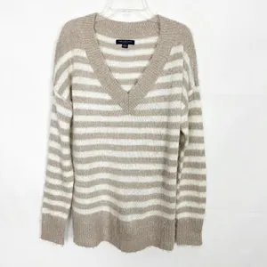 American Eagle Jegging Fit Striped Fuzzy Striped Sweater Size Small Oversized thumbnail 2