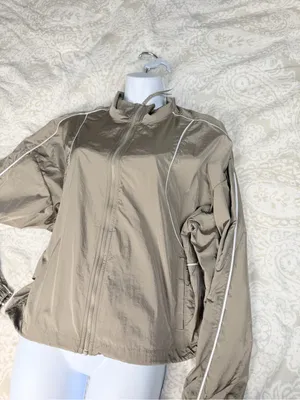 Avia Beige Bomber Jacket with White Piping - Women thumbnail 2