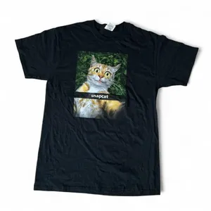 Fruit of the Loom Snapcat Cat‎ Meme Graphic Print Black Short Sleeve T-Shirt Cat Lady thumbnail 1