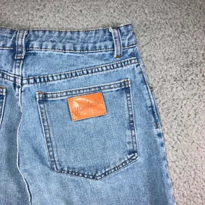 High Waist Straight Leg Jeans Women 25x28.5 Blue Retro Y2K Indie Released Hem thumbnail 13