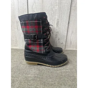 Maurices Whitney 15600 Womens Black Red Plaid Snow Boots Size 6M thumbnail 2