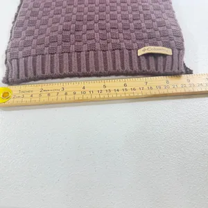 Columbia Knit Scarf Purple Textured Waffle Basketweave Winter Muffler Logo Patch thumbnail 4