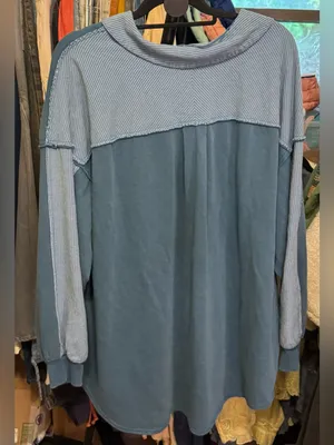 NWOT Free People Madeleine Sweatshirt - Moroccan Blue combo - Small thumbnail 7