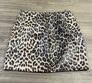 Blue Blush Mini Leather Cheetah Skirt thumbnail 1