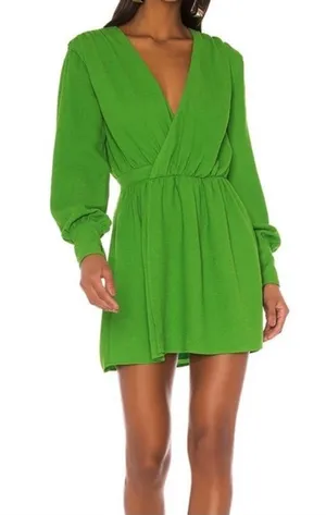 NBD Revolve Benita Mini Dress Moss Green Long Sleeves Size Medium‎ NWT thumbnail 1