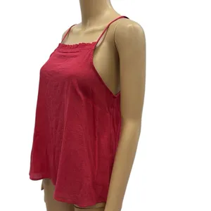 Universal Threads Red Cotton Ruffle Trim Square Neckline Spaghetti Strap Tank S thumbnail 5
